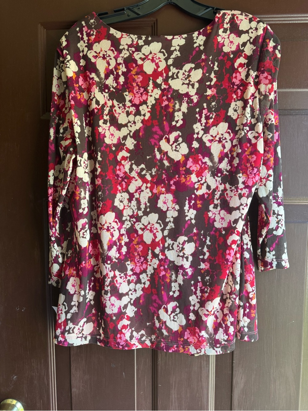 Luz Claiborne V-Neck Floral Sheer Lined Blouse NWT Size XL 3/4 Sleeves - Picture 2 of 4
